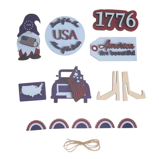 Independence Day Wooden Decoration Beautifully Designed Vibrant Colour Sturdy Patriotic Tray Wooden Ornament Type 5