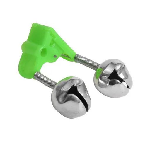 10 Pcs Fishing Rod Extra Loud Alarm Dual Alert Bell Green Silver Tone Dual Metal Portable Accessory for Night Sea Fishing Rod Bell