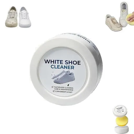New No-Wash Solid Cream for Students,White Shoe Cleaning Cream,Portable Clean Sponge for Leather Stain Remover.