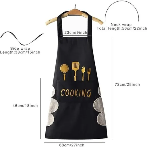 2pcs Women Kitchen Apron with Hand Wipe Pockets，Big Pocket,Hand-wiping, Waterproof for Cooking Baking
