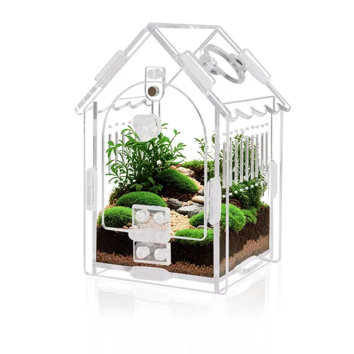 Jumping Spider Enclosure - Internal Dimensions Acrylic Terrarium Kit for Tarantulas/Mantis/Reptiles with Magnetic Door, Ventilation & Easy Assembly（Single hinge page）