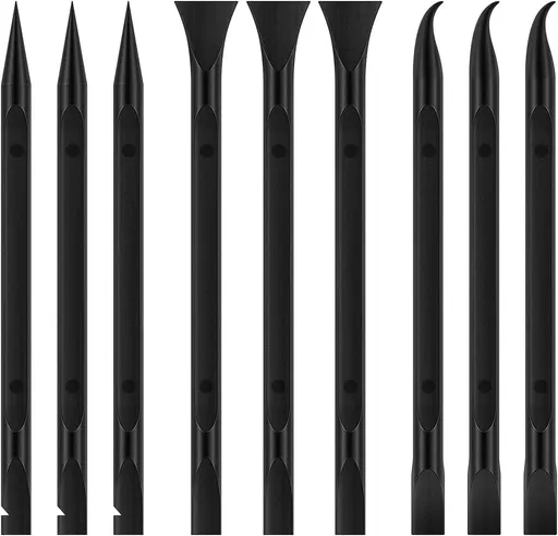 9 Pieces Plastic Scraper Tool for Tight Spaces, Non-Scratch Kitchen Scraper Cleaning Pen, Perfect for Remove Stickers, Labels, Oil Stains, Food, Dirt (Black)