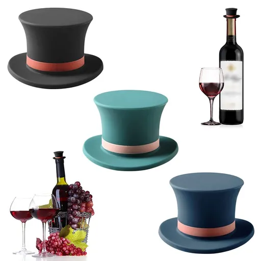3 PCS Wine Stoppers, Funny and Reusable Silicone Bottle Caps, Decorative Wine Sealer Preserver Accessory Set for