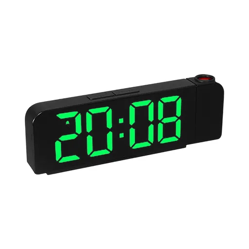 Black Projection Alarm Clock for Bedroom Led Digital Clock Projection On Ceiling Wall with USB Charge Battery Backup 180°Projector