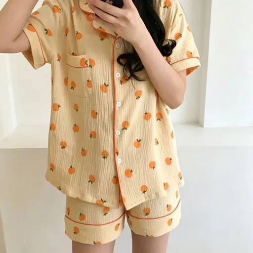 Orange Fruit Size XXL | Bubble Crinkle Roomy Short Sleepwear | Halloween Fresh Relaxed Gift | Roomy Relaxed Fit Plus Size Homewear