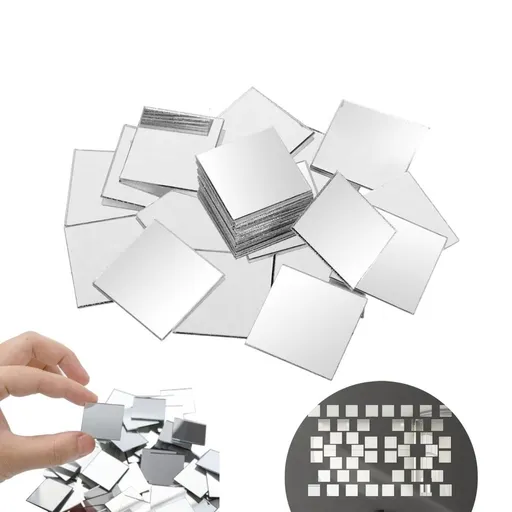 2x2In Mini Acrylic Mirrors,Portable Self Adhesive Mirror Stickers,Pack of 50 Small Acrylic Decoration for Kitchen,Bathroom Decoration