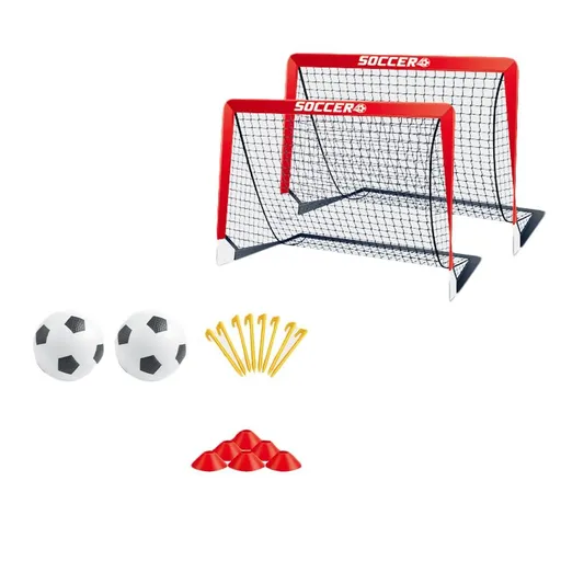 Soccer Goals for Backyard Set Outdoor Sports Games - Red Goal Frame with White Net
