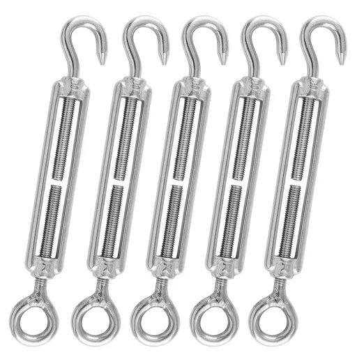 5pcs M5 Stainless Steel 304 Hook & Eye Turnbuckles Adjustable Wire Rope Tensioner