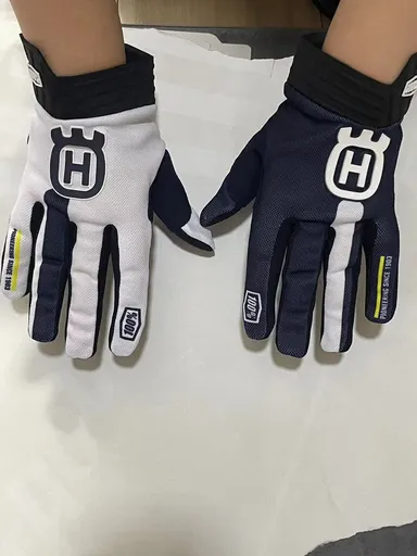 Lohas Fox Motorcycle Gloves Knitting Anti Slip Breathable blue and white touch screen XL