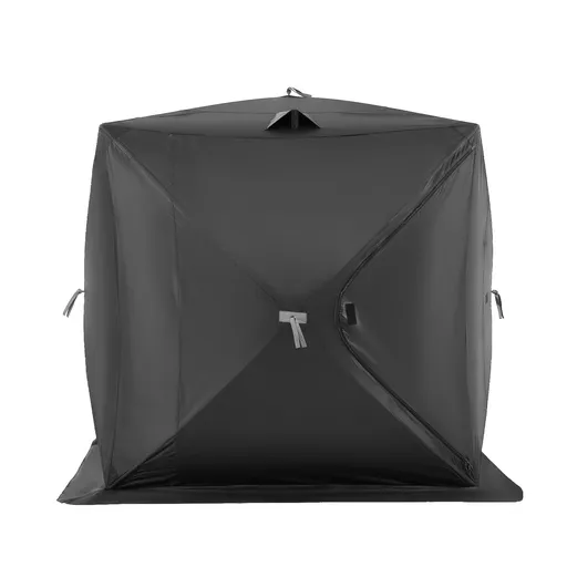 Portable Ice Shelter 6-8 Person Pop-Up Ice Fishing Tent 70 Square Feet Black