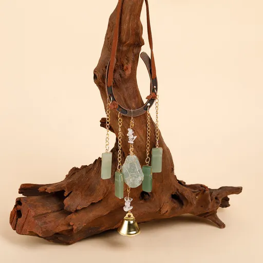 Crystal Lucky Horseshoe Charm Pendant-aventurine