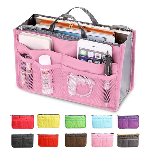 Bag in bag insert toiletry bag red 1