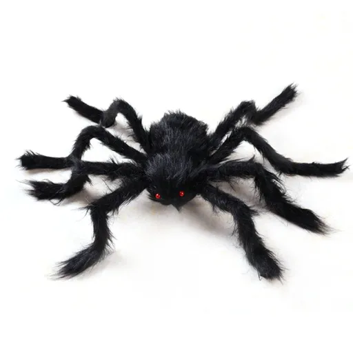 Giant Fake Spider Lifelike Halloween Posable Black Soft Hairy Fake Spiders Scary Decorations for Yard Home 125cm