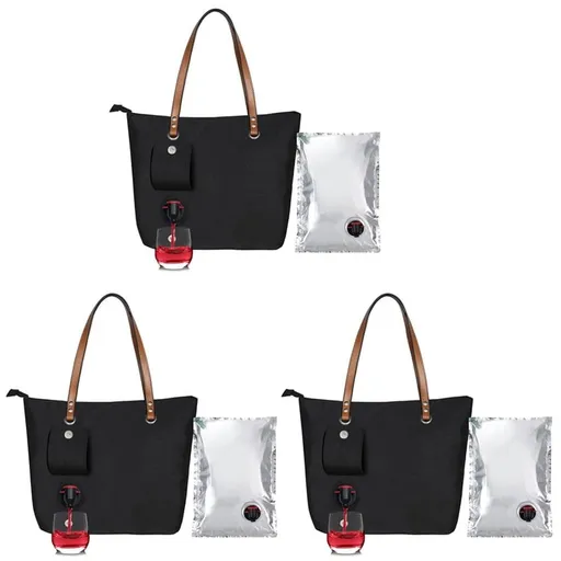3X Wine Tote Bag, Beach Cooler for Travel Gift, Leakproof Insulated Purse Carrier with Hidden Spout Compartments