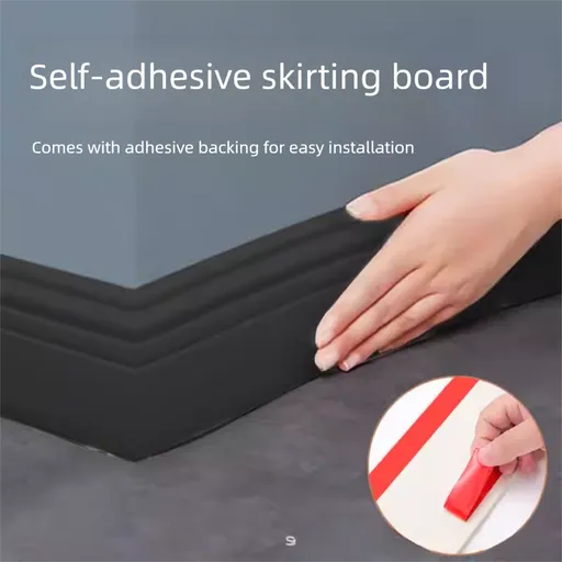 Black 3-Meter Self-Adhesive Reinforced Skirting Board – 10 cm Wide Wall Decorative Trim for Home Interior