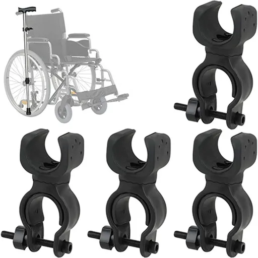 4 Pieces, Cane Holder, Crutch Holder, Universal Crutch Cane Bracket, Walking Stick Holder, Bicycle Clamp, Black