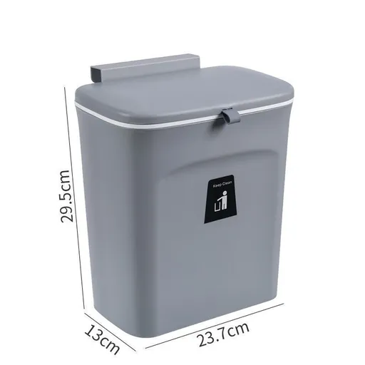 Wall Hanging Waste Bin With Lid, Hang On Cabinet Door, 9L, Starry Grey, Household Trash Container For Living Room, Great Kitchen Accessory Gift