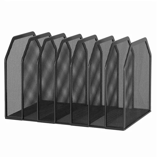 Metal 7-Section File Folder Organizer for Desk Vertical File Holder Duty Mesh Document Sorter for Books, Binder