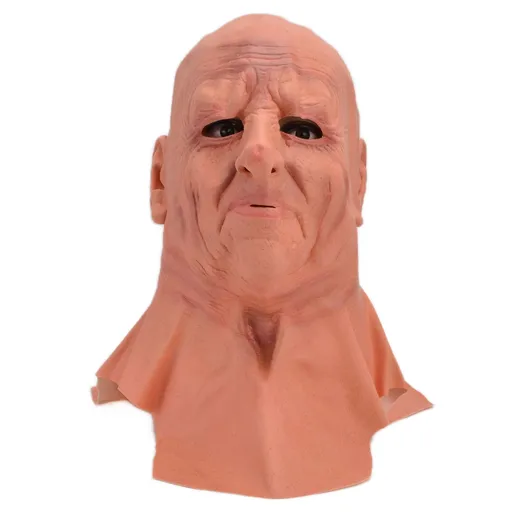 Old Man Mask Scary Halloween Latex Bald Human Head Cover Costume Party Cosplay Props