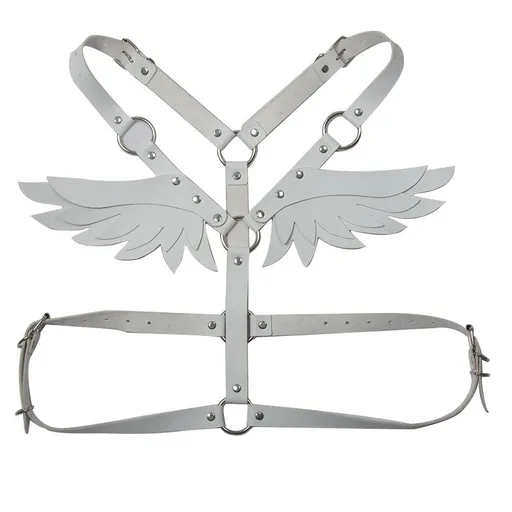Leather Angel Wings Strap Belt Women Adjustable White