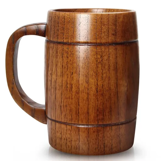 Large Wooden Beer Mug Wooden Beer Glass Stein Cup Barrel Mug for Men Women Coffee Mug Man Gift Unique Viking Mug