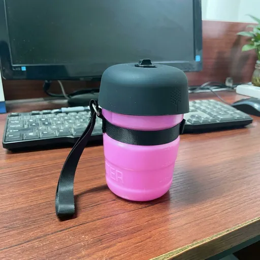 Portable Pet Water Bottle with Foldable Bowl Cap, Leak-Proof Travel Dispenser for Dogs and Cats, Ideal for Outdoor Walks, Hiking, and On-the-Go Hydration (520ML, Pink)