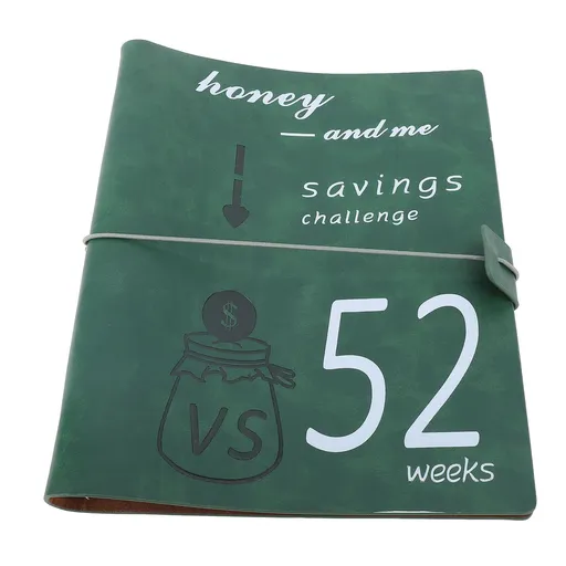 52 Week Money Saving Challenge Book Leather PP Film Reusable Budget Challenge Book Planner with Cash Stuffing Envelopes for Couples Families Green