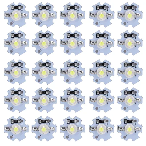 25Pcs 0.5W 5V High Power LED Lamp Bead Light Source Chip with Aluminum PlateCold White Light: 10000K