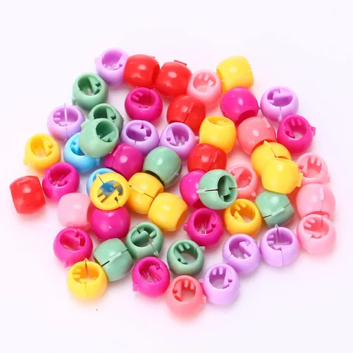 100 Pcs Rainbow Color Hair Beads, Mini Plastic Clip-on Beads for Girls Hair Acrylic 90s Hair Accessories (Multi-colored)