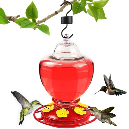 Hummingbird Feeder, Plastic 40 oz Leakproof Hummingbird Feeders for Outdoors Hanging Ant and Bee Proof with 6 Flower Feeding Port