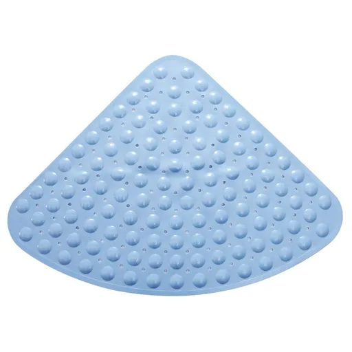 Corner Shower Mat Non-Slip Quadrant Mat for Bathroom Shower Washable PVC Bath Mat with Suction Cups (21"x21", Blue)