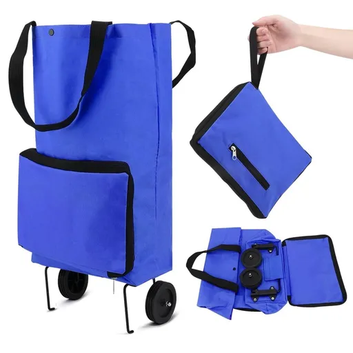Shopping Trolley Bag, Reusable Portable Collapsible Shopping Bags, Foldable Shopping Cart with Wheels Grocery Bag Extra Large Utility Tote Bag for Travel Shopping Camp