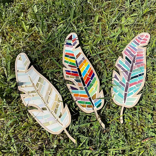 DIY Mosaic Kit, Creativity DIY Mosaic Family Kit, Bright Feather DIY Mosaic Kit for Adults, Christmas Feather Home Decor Gifts