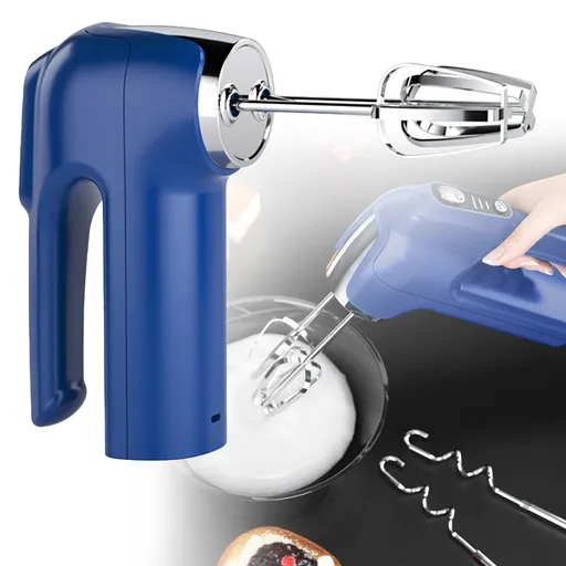 3 Speed Hand Mixer, Compact Electric Kitchen Beater with Stainless Steel Whisks for Cream, Eggs, Cake Batter and Cookie Dough, Blue