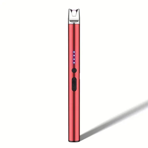 USB Rechargeable Arc Lighter, Compact Kitchen Tool with Flameless Plasma Windproof Design, Equipped with a 170mAh Lithium Polymer Battery, Perfect for Candles, Barbecues, and Travel Red