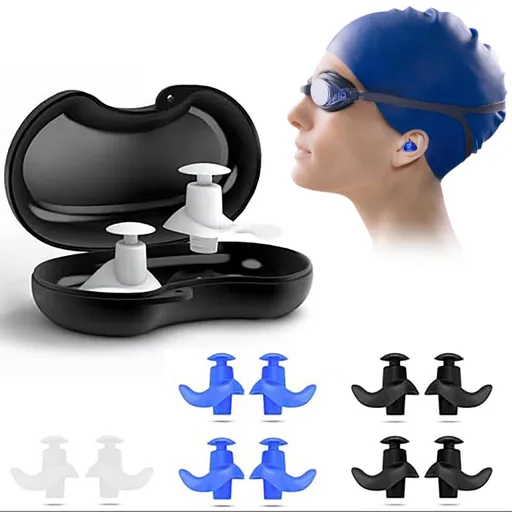 6-Pairs Reusable Silicone Ear Plugs - Waterproof for Swim Surf Shower & Water Sports - Adults