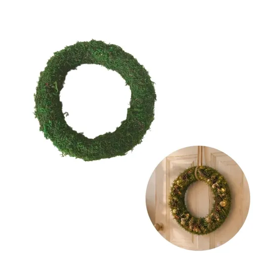 Natural Preserved Moss Wreath, 12 Green Real Moss Round Wreath Base, Blank DIY Moss Ring for Front Door Decor, Wedding Centerpiece, Spring Farmhouse Holiday Craft Supplies