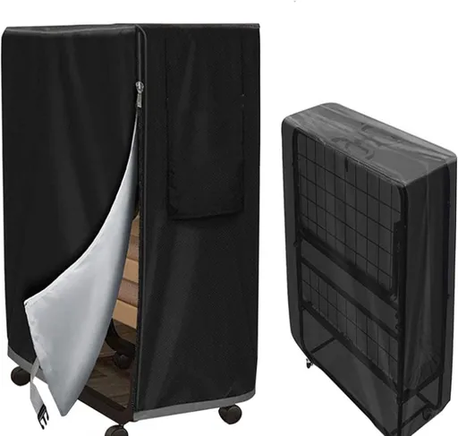84*33*107 cm - Storage cover for a folding bed - Dust cover - storage cover for a folding bed with zipper - waterproof universal protective cover for a folding bed - robust storage cover for a folding bed - with adjustable drawstring - black