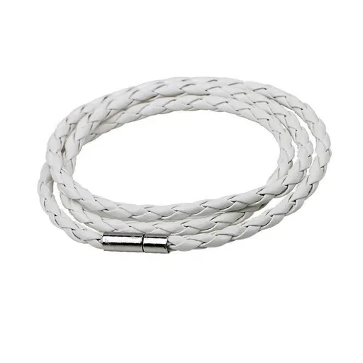 1Pc New Fashion Men Women Three Laps Pu Leather Bracelet Wristband Bangle Punk - White