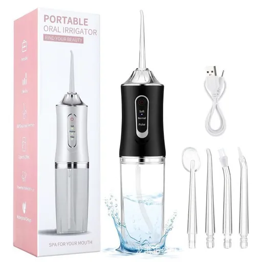 Cordless Electric Water Flosser Portable Rechargeable Under 300mL Black