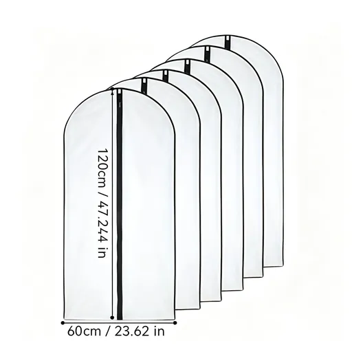 Black Trim | 6 Pack | 60x120cm | Washable Thickened Long Coat Dust Covers, Premium Clear Hanging Garment Bags for Overcoats & Trench Coats, Winter Holiday Coat Storage Organizer