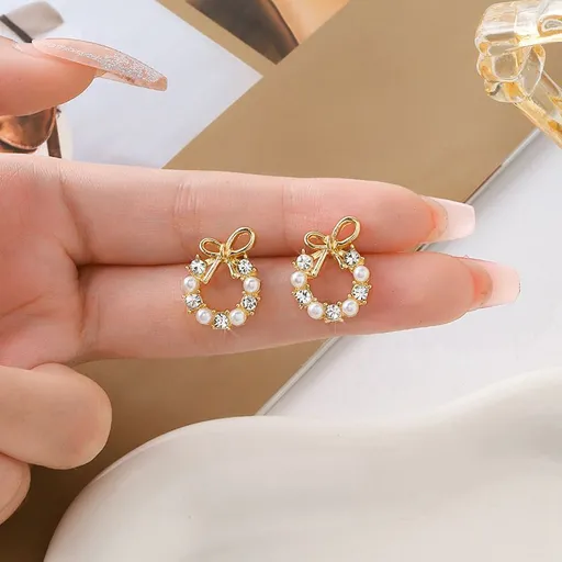 Sparkly Bow Earrings for Women Rhinestone Chain Tassel Earring Crystal Fairy Teardrop Jewelry Gifts for Her Prom Dress