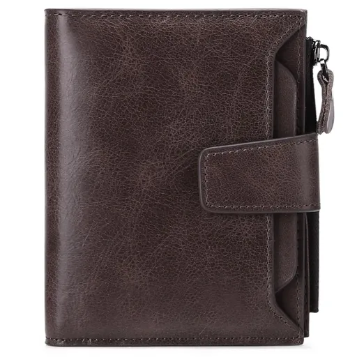 Large Capacity Leather Wallet Double Fold Wallet Super Strong Stitching Ultra-thin Fold With Card Slot Gift (Color : Coffee)