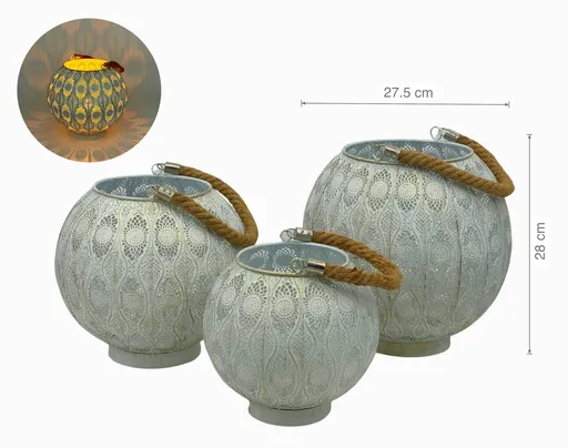 White Wash Moroccan Lantern 28cm