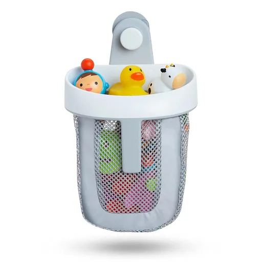 Bath Toy Storage Bag with Quick-Dry Mesh and Strong Suction Cups for Bathroom Tiles and Shower Wall Organisation, Grey