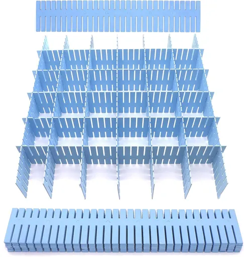 8 Pieces Wall-Mounted Underwear and Sock Organiser with Compartments for Wardrobes, Drawers and Space-Saving Clothing, 47 x 7cm, Blue