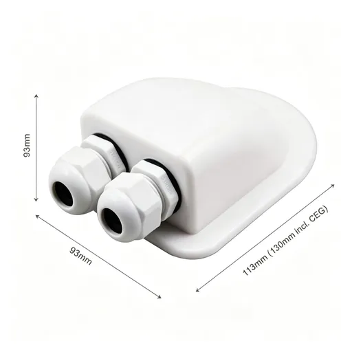 White Curved Dual-Hole RV Solar Junction Box | Halloween Single Replacement Gift | ABS Waterproof Roof Cable Entry Box for Solar Panels