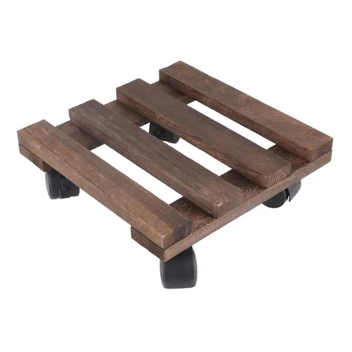 Wheeled Flower Pot Tray Base Roller 25x25cm Brown