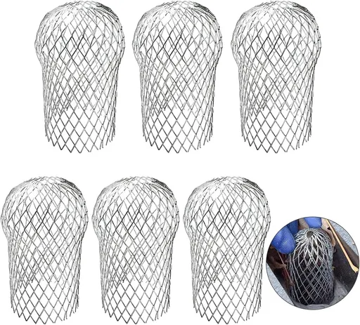 Downpipe leaf catcher - 6 Pieces - Wire mesh screen - Downpipe protector - Gutter guard - gutter guard - Against leaves in gutter - Leaf catcher - Anti-Clog - for preventing blockage and debris