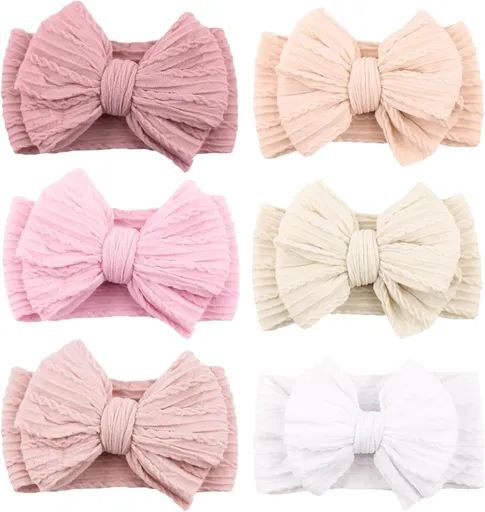 Handmade Baby Headbands Soft Stretchy Nylon Hair Bands with Bows for Newborn Infant Baby Toddler Girls